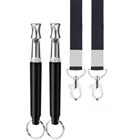 Dog Whistle; 2 Pack Recall Training; Adjustable Ultrasonic; w/ Black Lanyard
