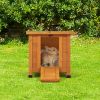 Modern Wooden Rabbit Cat Dog Hutch, Indoor/Outdoor Retreat House with Openable Roof for Small Pets, Weatherproof, Bright Orange