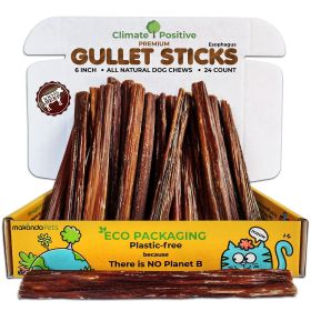 Gullet Sticks 24 100% Natural Beef Esophagus Dog Chews 6”