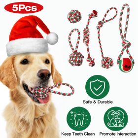 5Pcs Christmas Dog Rope Interactive Chew Toys