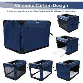 Dog Crate w/ Curtains,  Airflow and Calm, Chew Proof Mesh, Indoor Outdoor
