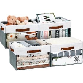 Storage Boxes with Clear Window Fabric Storage Cubes 15 x 11 Inch 4 Pack Foldable Closet Organizer with 3 Handles Large Foldable Basket for Organizing