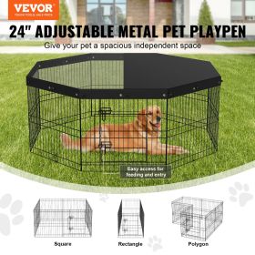 VEVOR Dog Playpen, 8 Panels Foldable Meta Exercise Pen w/ Top Cover,