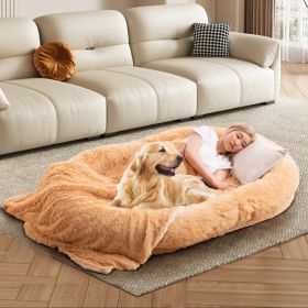 Washable Fluffy Human Dog Bed Soft Blanket & Plump Pillow