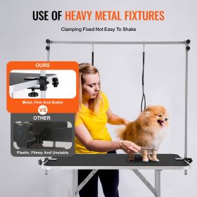 VEVOR Foldable Grooming Table Two Arms w/ Clamp, 46'' Stand for Medi. & Sm Dogs