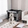 M/L 3-Door Dog Crate with Removable Pad & Metal Frame