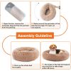 Anti-Slip Round Fluffy Plush Faux Fur Dog Bed, large Brown
