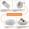 Anti-Slip Round Fluffy Plush Faux Fur Cat Bed, Small gray
