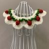 White Strawberry Knitted Handmade Crochet Necktie Dog Collar