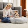 Anti-Slip Round Fluffy Plush Faux Fur Cat Bed, Small gray