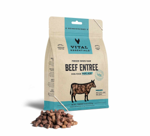 Freeze-Dried Raw Beef Entree Dog Food Mini Nibs, (Size: 5.5 oz)