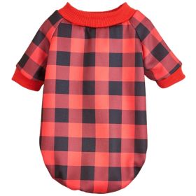 Warm Fleece Clothing Classic Plaid Patchwork Dog Hoodies (Type: RedcheckL)