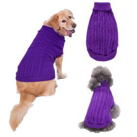 Dog Sweater Warm Pet Sweater Dog Sweaters for Small Dogs Medium Dogs Large Dogs Cute Knitted Classic Clothes Coat for Dog Puppy (Color: Purple, Size: Small)