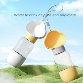 Dog out water bottle dog kettle portable accompanying water bottle dog walking water bottle pet drinking water feeding water dispenser supplies (Colour: Common to cats and dogs, Size: Cloud purple drinking+feeding - 350ml+200ml)