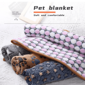 Soft High Quality Fluffy Cute Star Printing Dog Mat Warm & Comfortable Blanket (Color: Coffee color polka, Size: For kittens 60X40cm)