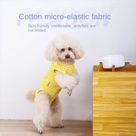 Little dog striped belly protection clothes Teddy thin clothes (Color: Striped belly protector blue, Size: 40)