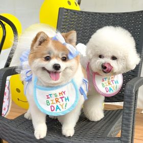 New Happy Birthday Embroidery Dog bib  Mouth towel (Color: Red, Size: M)