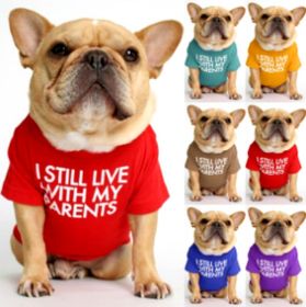 English Short Bulldog Round Collar T-shirt Teddy (Color: Purple, Size: M)