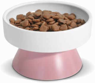 Tower Shaped Ceramic Dog Food Bowl (Color: pink)