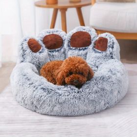 Dog Bed Cat Pet Sofa Cute Bear Paw Shape Comfortable Cozy Pet Sleeping Beds For Small, Medium, And Large Dogs And Cats (Color: Grey, Size: M-25.59*25.59*14.96inch)