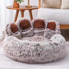 Dog Bed Cat Pet Sofa Cute Bear Paw Shape Comfortable Cozy Pet Sleeping Beds For Small, Medium, And Large Dogs And Cats (Color: Brown, Size: S-21.65*21.65*14.96inch)