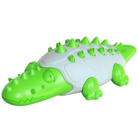 Rubber Kong Dog Toy Toothbrush Teeth Cleaning Brushing (Color: Crocodile Green)