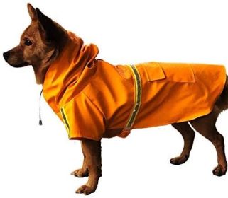 Waterproof Raincoat Leisure Lightweight Jacket Reflective Hood (Color: Orange)