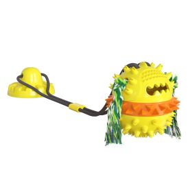 Chewing Toys Dog Food Leaking Bite Resistant Ball W/ Suction Cup (Color: Yellow, Size: 10.7*10.8*71cm/4.21*4.25*27.95inch)
