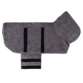 Microfiber Dog Bathrobe; Absorbent, Quick Dry (Color: Grey, Size: S)