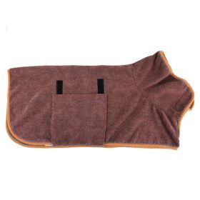 Microfiber Dog Bathrobe; Absorbent, Quick Dry (Color: Coffee, Size: XL)