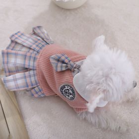 Sweet Bowknot Dog Sweater Dress for Small Medium Large Dog & Cat (Color: pink, Size: XL)