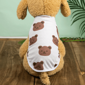 Summer New Dog Clothes Thin Vest Bird's Eye Printing (Color: White, Size: XS)
