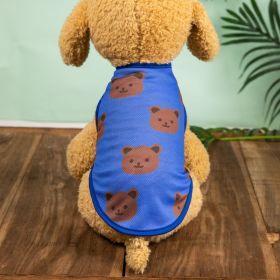 Summer New Dog Clothes Thin Vest Bird's Eye Printing (Color: Blue, Size: L)