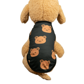 Summer New Dog Clothes Thin Vest Bird's Eye Printing (Color: Black, Size: L)