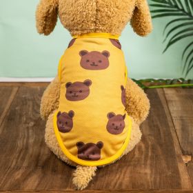 Summer New Dog Clothes Thin Vest Bird's Eye Printing (Color: Yellow, Size: L)