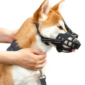Dog Muzzle Prevents Chewing & Biting; Basket Allows Panting-Drinking (Color: Reflective tape yellow, Size: No. 6)