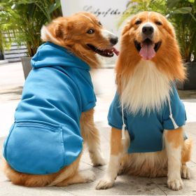 Classic Plaid Sweater Hat & Pocket (Colour: Big dog zipper pocket sweater lake blue, Size: L (chest circumference 47, back length 35cm))