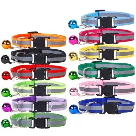Nylon Adjustable Dog Collar Reflective W/ Small Bell (Color: Red, Size: Adjustment)