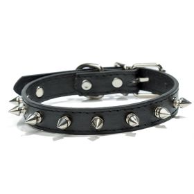 Anti-Bit Pet Necklace; Durable Dog Rivet Collar For Puppy; Pet Supplies (Color: Black, Size: L)