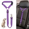 Solid Color 2 In 1 Car Seat Belt Leash Backseat Belt Adjustable For Dog