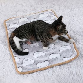 Warming Pad Cartoon Paw Print Warm Plush Sleeping Pad For Small Dogs (Size: L)