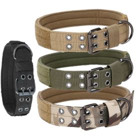 Golden haired horse dog Fierce dog collar with D-Ring & Buckle (Colour: Camouflage, Size: L)