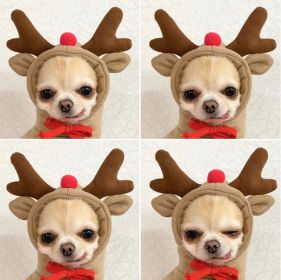 Chrimas Dog Winter Warm Clothing Cute Plush Coat Hoodies Pet Costume Jacket For Puppy Cat French Bulldog Chihuahua Small Dog Clothing (Color: Coffee, Size: XL)