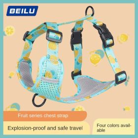 dog Harnesses; New style dog chest strap vest type big dog chest strap explosion-proof flush walking dog rope reflective pet traction rope (Colour: Lake blue, Specification (L * W): S)