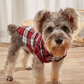 Classic Plaid Polo Dog T-Shirt (Color: Red, Size: XL)