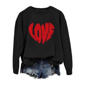 Shirts for Women, Funny Love Heart Print Sweatshirts (Color: Black, Size: M)