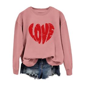 Shirts for Women, Funny Love Heart Print Sweatshirts (Color: Dark Pink, Size: M)