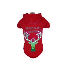 Pet Life LED Lighting Christmas Reindeer Hooded Sweater Pet Costume (Size: Large)