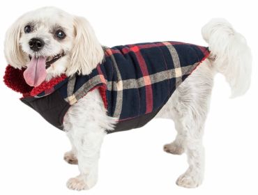 'Allegiance' Classical Plaided Insulated Dog Jacket (Color: Blue, Size: Medium)