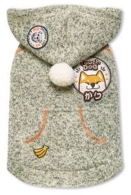 Touchdog Hippie Embellished Sleeveless Pompom Dog Hooded Sweater (Color: Olive Green, Size: Large)